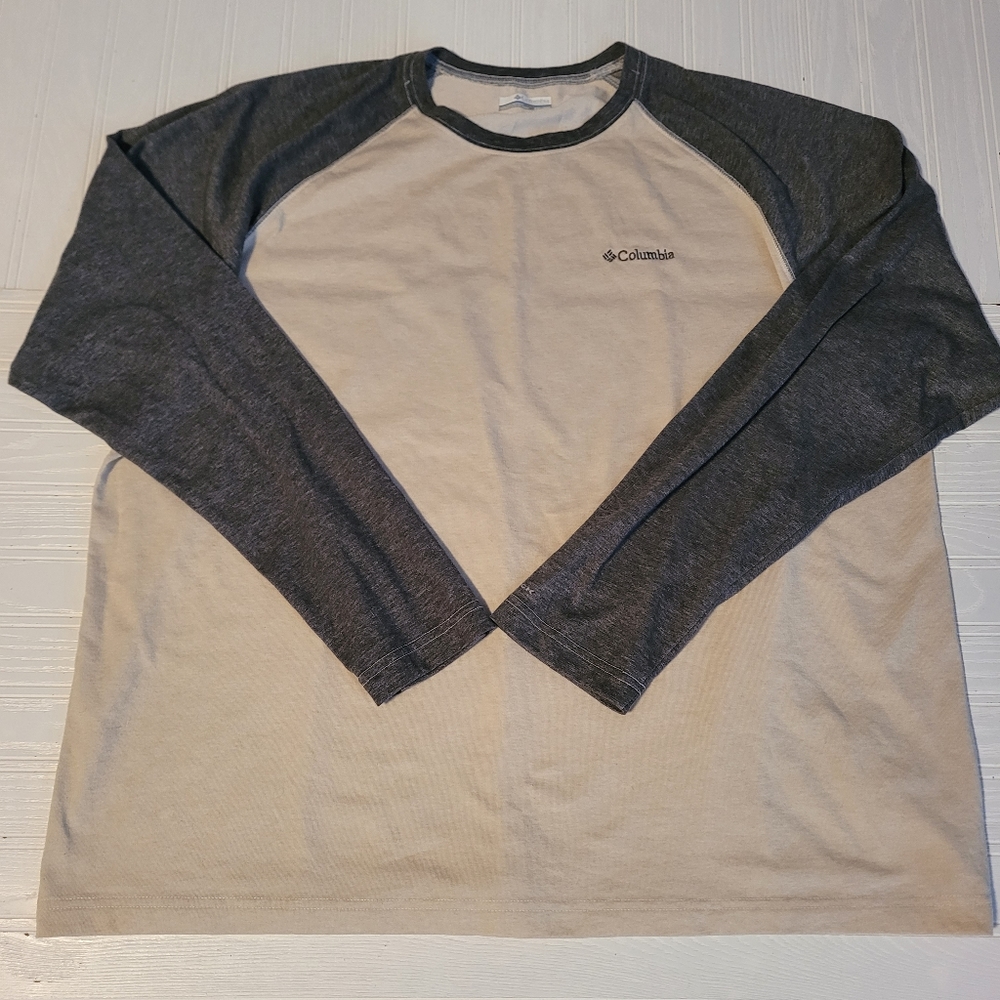 Columbia OMNI-WICK Mens Womens Pull Over Gray Cream Long Sleeve Crew Shirt